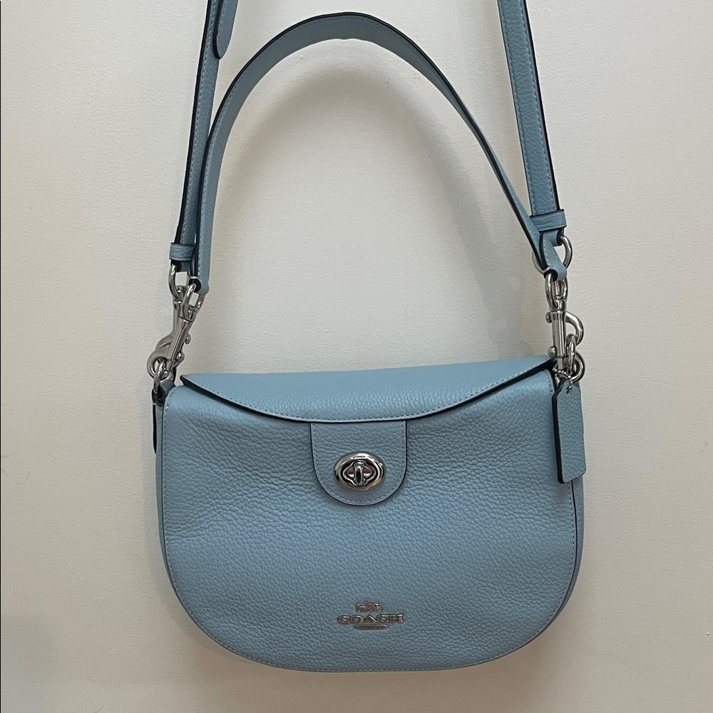 Coach Sky Blue Leather Shoulder Bag